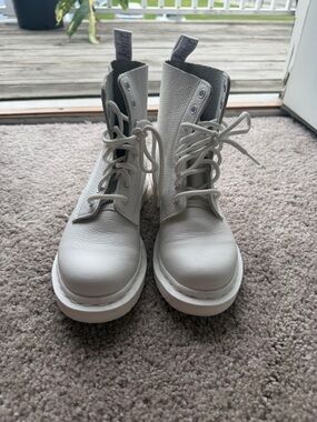 Dr. Martens White Lace-Up Platform Combat Boots